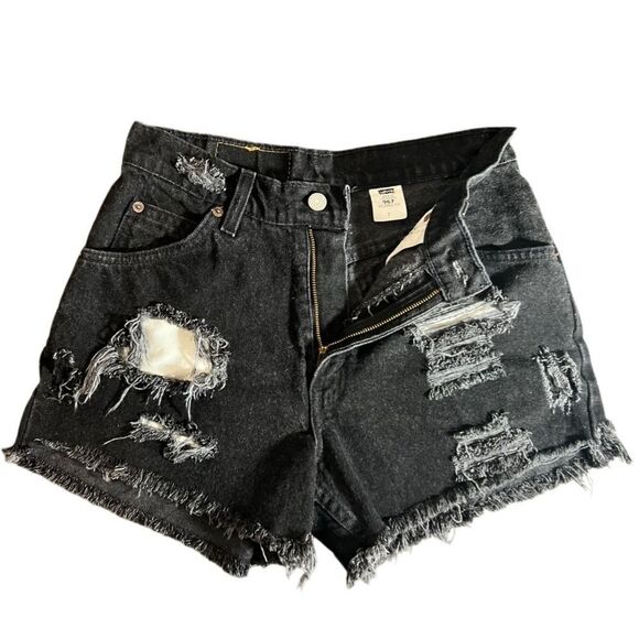 Levi’s vintage Jean shorts cut off black Orange tag size 7 - Picture 1 of 15